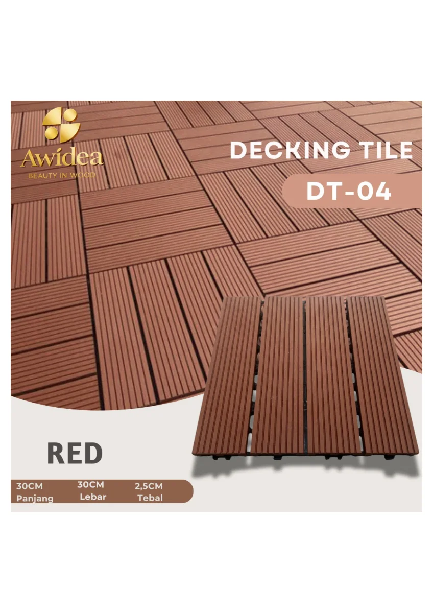 Decking Tile AWIDEA DT-04 Red 30 x 30 x 2,5 cm