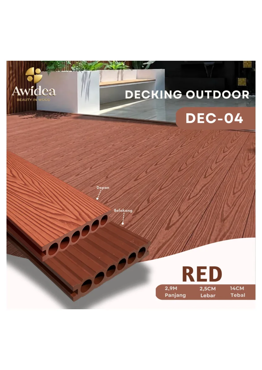 Decking WPC Outdoor AWIDEA DEC-04 Red 14 x 290 x 2,5 cm