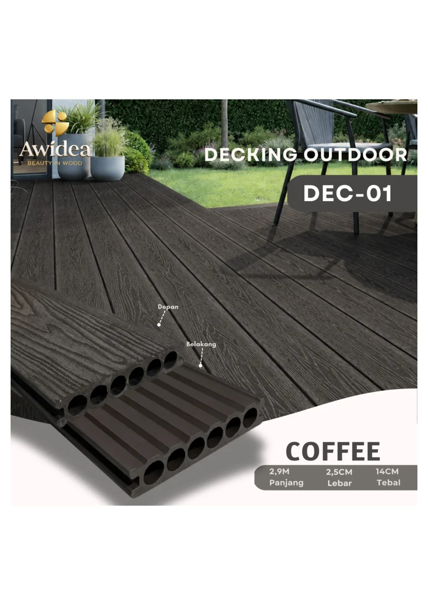 Decking WPC Outdoor AWIDEA DEC-01 Coffee 14 x 290 x 2,5 cm