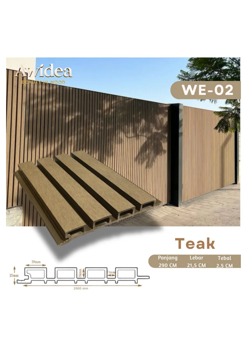WPC Outdoor Cladding AWIDEA WE-02 Teak 21,5 x 290 x 2,5 cm