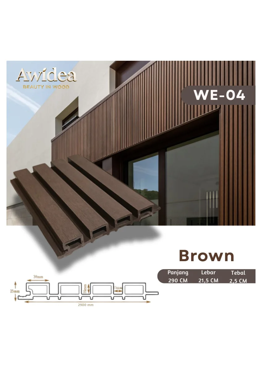 WPC Outdoor Cladding AWIDEA WE-04 Brown 21,5 x 290 x 2,5 cm