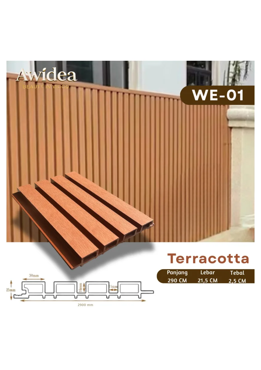 WPC Outdoor Cladding AWIDEA WE-01 Terracotta 21,5 x 290 x 2,5 cm