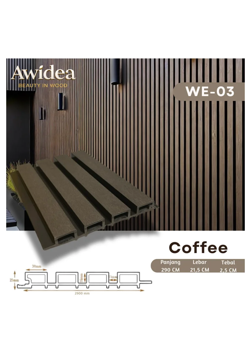 WPC Outdoor Cladding AWIDEA WE-03 Coffee 21,5 x 290 x 2,5 cm