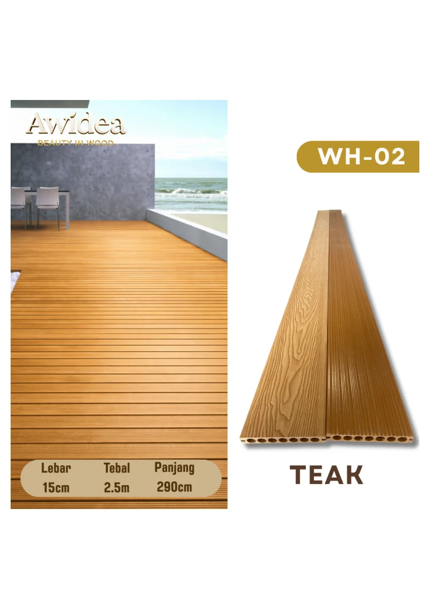 Decking WPC Outdoor AWIDEA WH-02 Teak 15 x 290 x 2,5 cm