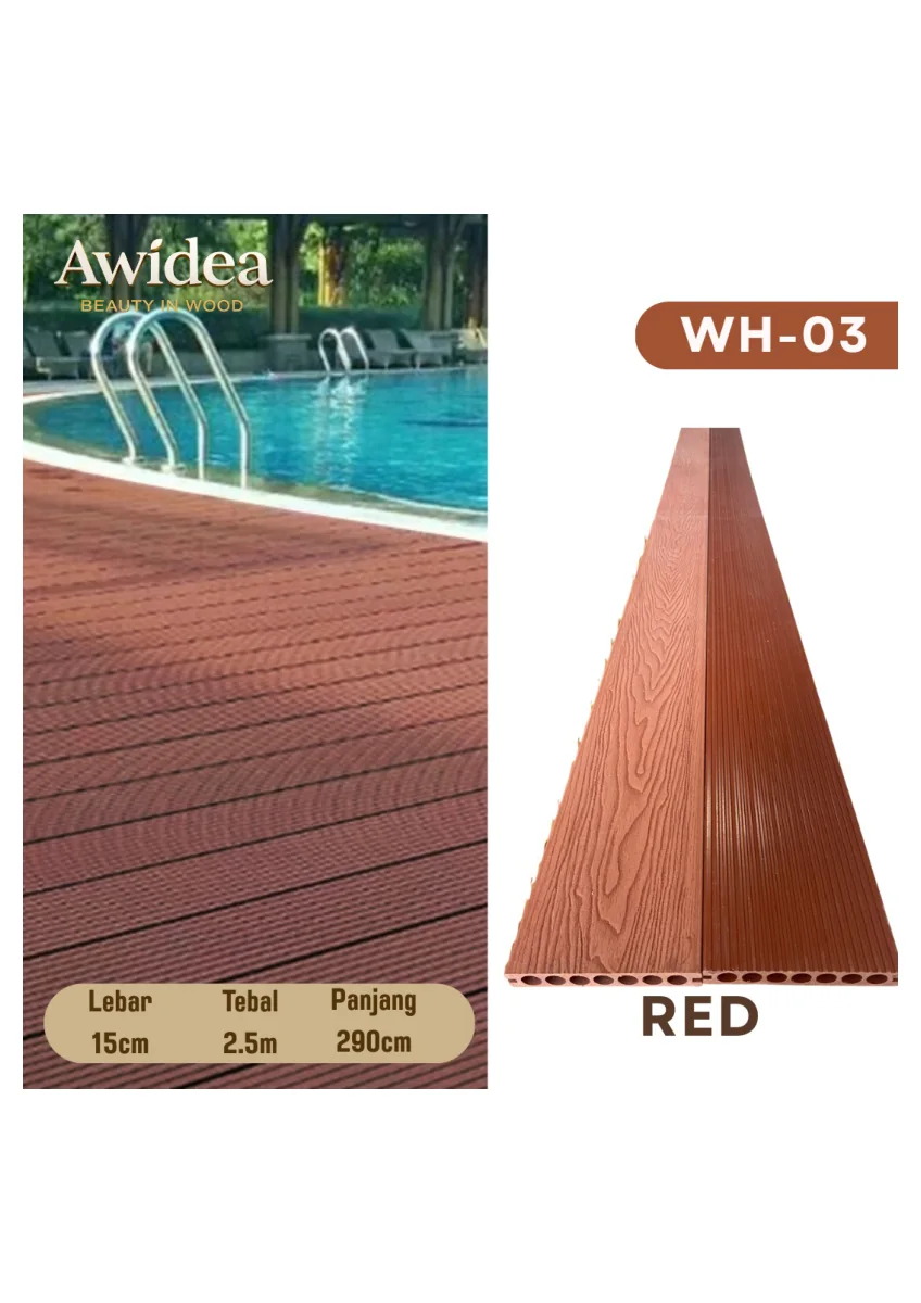 Decking WPC Outdoor AWIDEA WH-03 Red 15 x 290 x 2,5 cm