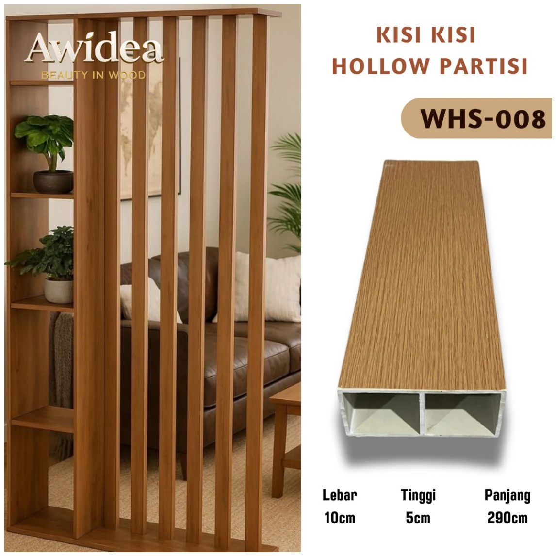 Katalog Hollow Partisi Indoor AWIDEA WHS-008 ukuran 10 x 5 cm