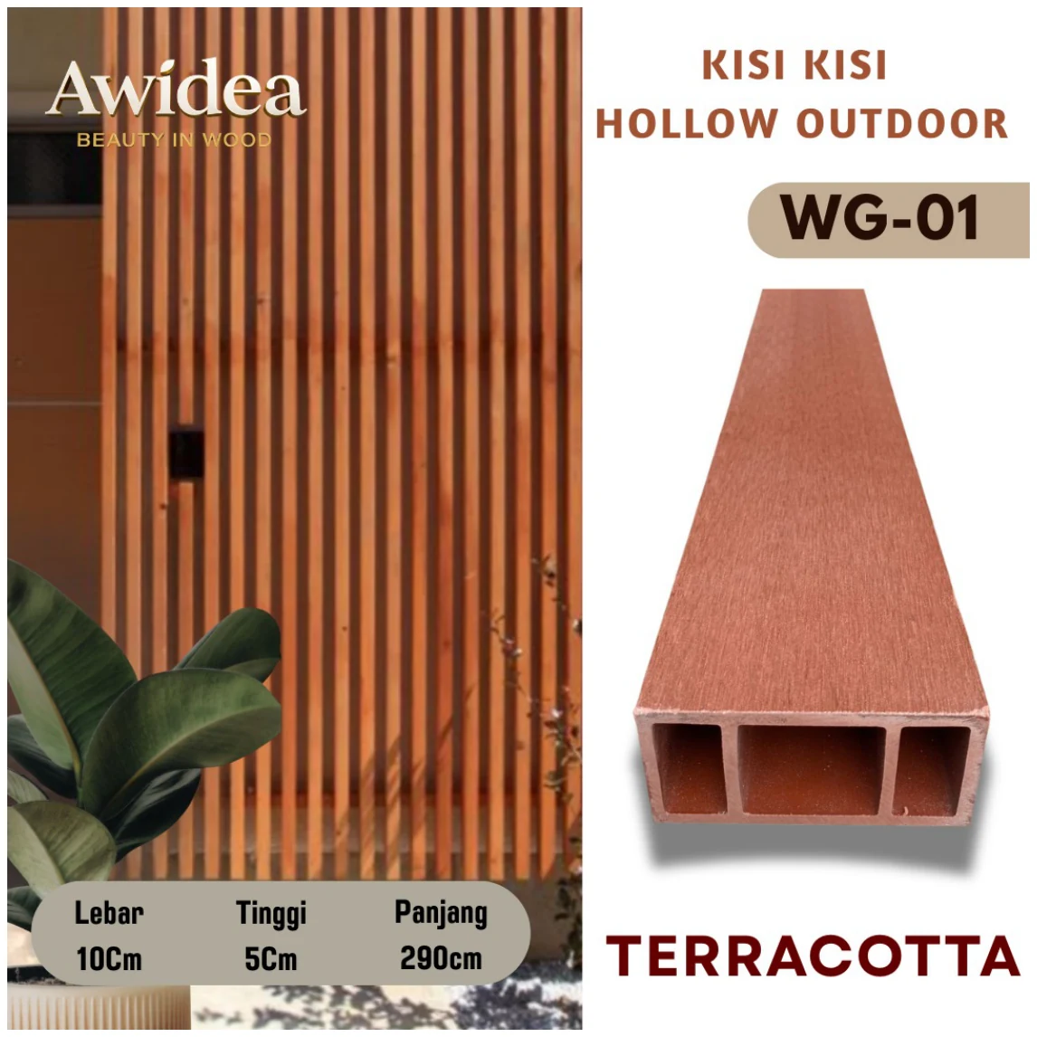 Katalog Hollow Outdoor AWIDEA WG-01 Terracotta ukuran 10 x 5 cm