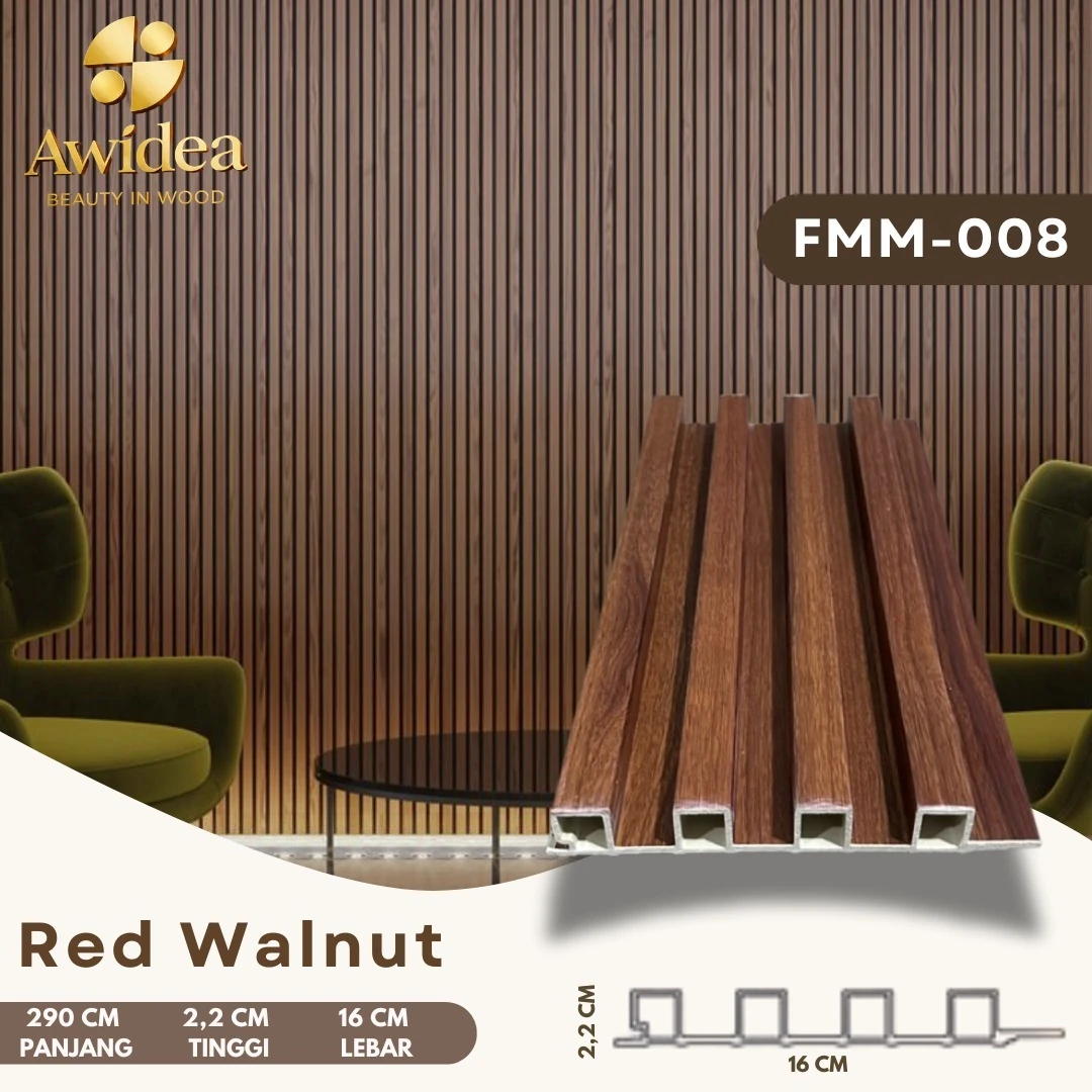 FMM-008 Red Walnut WPC Indoor 16 cm AWIDEA