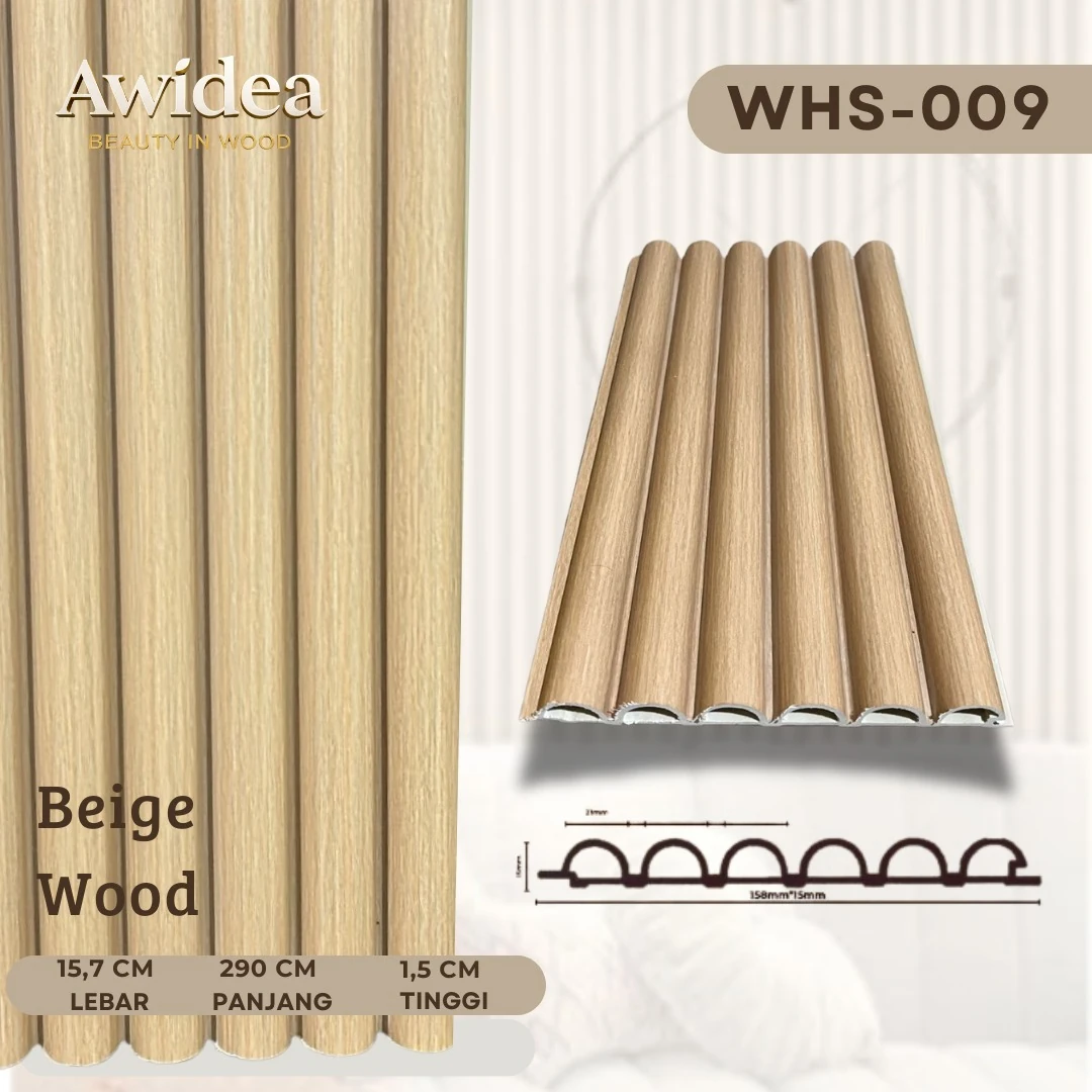 WHS-009 Beige Wood - WPC 15,7 cm 1/2 Bulat AWIDEA