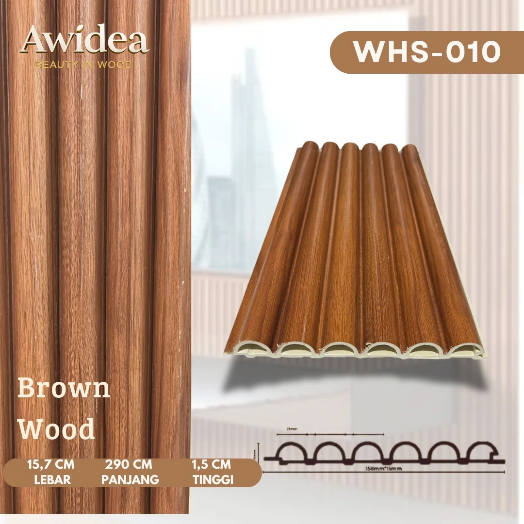 WHS-010 Brown Wood - WPC 15,7 cm 1/2 Bulat AWIDEA