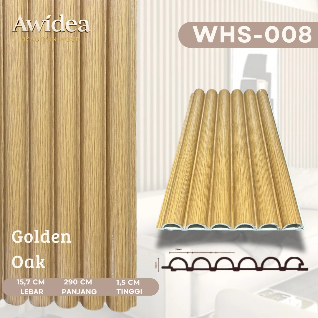 WHS-008 Golden Oak - WPC 15,7 cm 1/2 Bulat AWIDEA