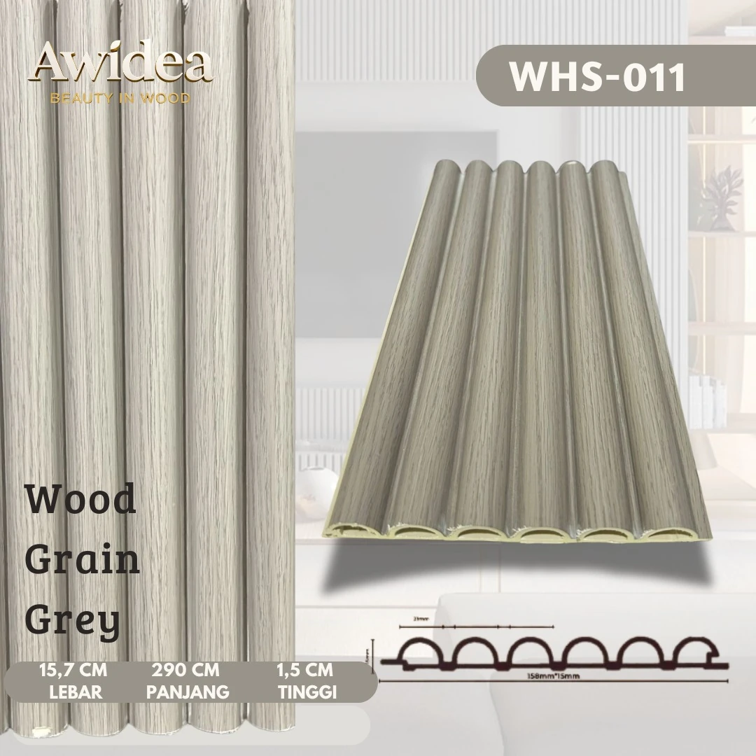 WHS-011 Wood Grain Grey - WPC 15,7 cm 1/2 Bulat AWIDEA