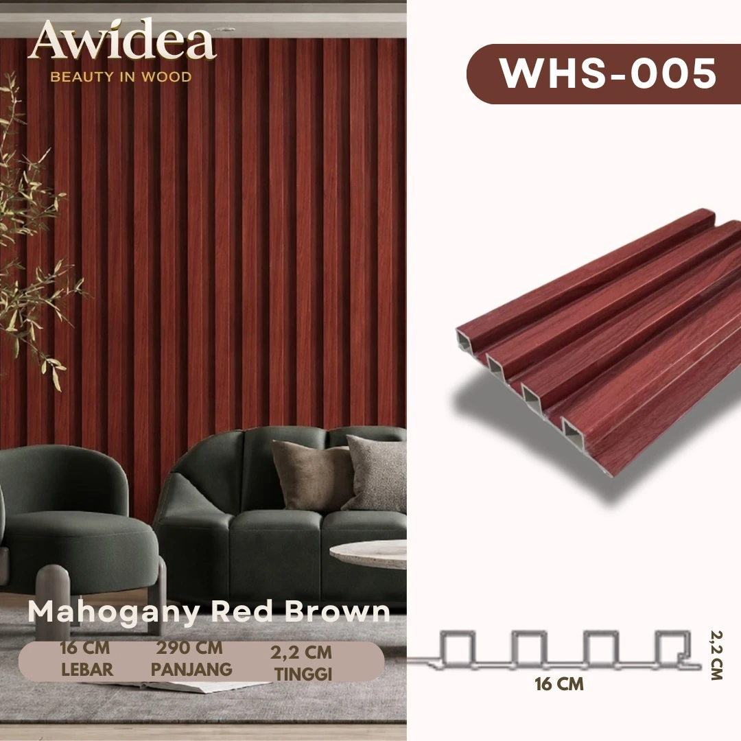 WHS-005 Mahogany Red Brown - WPC Indoor 16 cm WHS AWIDEA