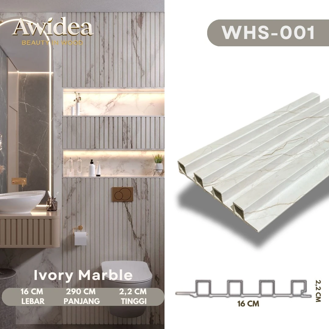 WHS-001 Ivory Marble - WPC Indoor 16 cm WHS AWIDEA