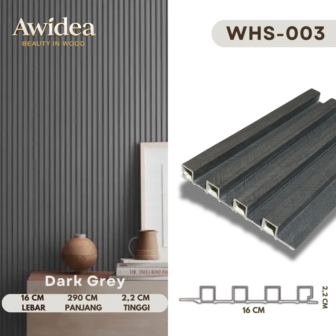 WHS-003 Dark Grey - WPC Indoor 16 cm WHS AWIDEA