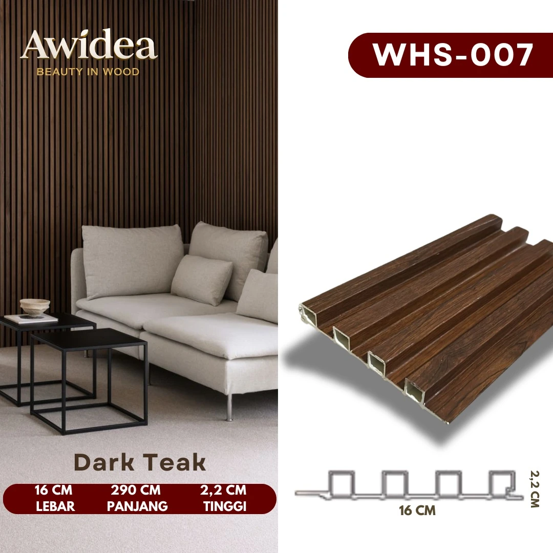 WHS-007 Dark Teak - WPC Indoor 16 cm WHS AWIDEA