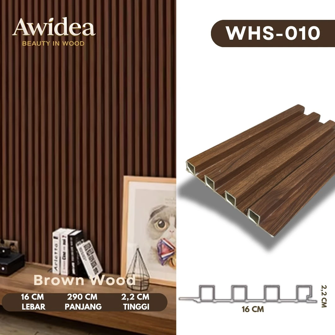 WHS-010 Brown Wood - WPC Indoor 16 cm WHS AWIDEA
