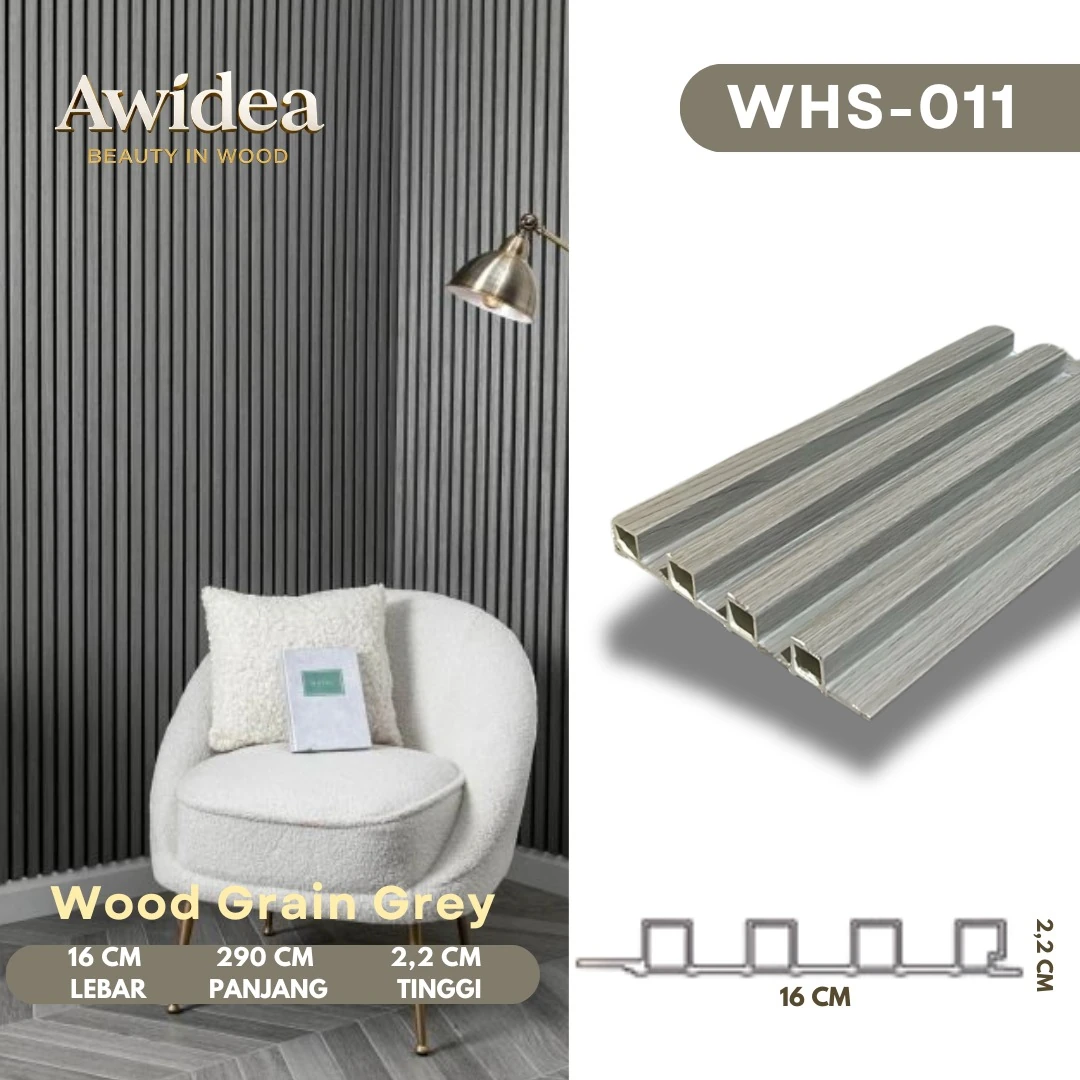 WHS-011 Wood Grain Grey - WPC Indoor 16 cm WHS AWIDEA