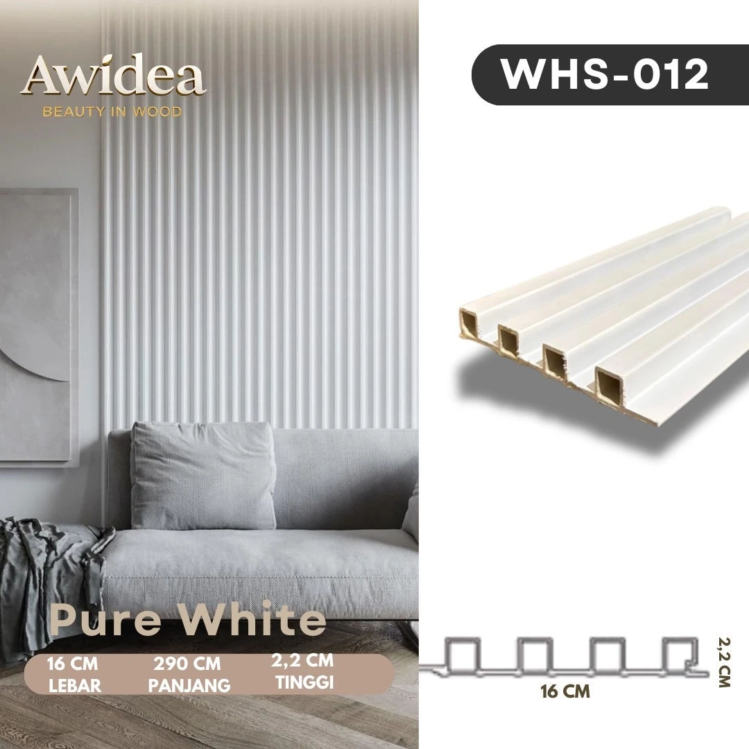 WHS-012 Pure White - WPC Indoor 16 cm WHS AWIDEA